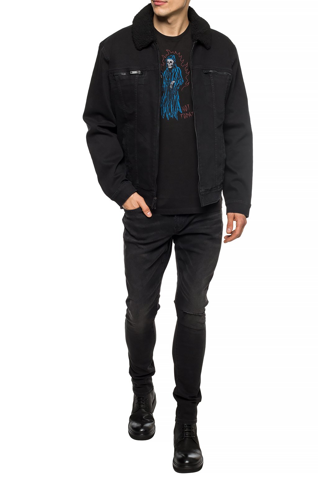 John varvatos hotsell black denim jacket